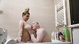 Old and young take a bath and she massage small cock snapshot 2