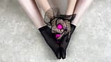 Acaricia los pies fetiche en calcetines de nylon negro con mi juguete sexual favorito snapshot 9