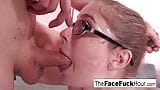 Teen in glasses slobbers on his hard cock snapshot 17