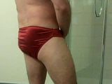 wanking in red satin panties snapshot 2