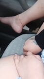 Horny wife masturbates in car snapshot 5