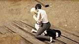 Mikasa x Historia chill lesbian kissing snapshot 11