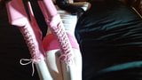 Laura XXX model sexy video with 8 inches pink plaform heels snapshot 6