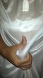 Cumming on sliky white satin nightie snapshot 4