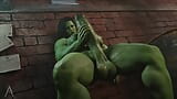 EXTREMO SEXO ANAL: Deliciosa foda extrema - sexo duro cavalgando um pau enorme e gordo (Futanari She-Hulk 3D porn compilação) Amazonium snapshot 7