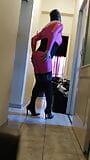 Pink lycra catsuit with heels snapshot 5