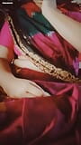 Bangladeshi girl with saree, pink blouse and petticoat. Fingerings pussy for self satisfaction snapshot 2