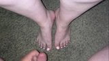 Cumshot on her hot sexy feet snapshot 5