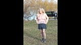 Caryl walking (flashing) in the woods snapshot 8