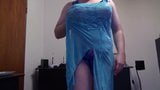 Fake Boobs - posing in blue open body and long dress snapshot 12