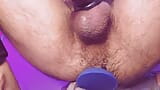 Uncut cock leaking precum and male squirting while fucked by the big Topped Toys Hilt dildo snapshot 8