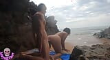 HOT couple having sex on public beach snapshot 10