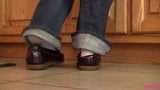 Caroline shoeplay Sperry while doing dishes PREVIEW snapshot 4