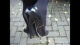 Strolling down the street in my black patent leather high-heeled stilettos snapshot 7