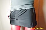 Crossdresser Femboy shows little dick in pantyhose and min skirt snapshot 5
