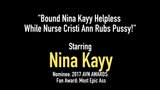 Gebonden Nina Kayy hulpeloos terwijl verpleegster Cristi Ann poesje wrijft! snapshot 1
