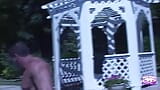 Une brune coquine excitée se fait inspecter la bite par son voisin au bord de la piscine snapshot 3