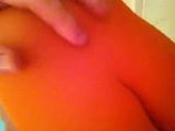 Putting on some orange tights and playing with my cock snapshot 10