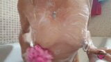 nippleringlover – hot mom showering pierced pussy and huge pierced nipples snapshot 4