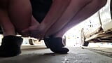 Submissive male getting horny in garage snapshot 4