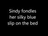 Sindy in blue slip on the bed snapshot 1