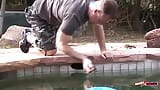 Seeing Her Handy Man Fix the Pool Really Gets This Blonde Slut Horny as Hell snapshot 1