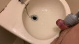 Small Penis With A Vibrator Sleeve Cumming And Pissing On Sink snapshot 5