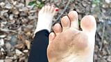 Sexy Feet Female Barefoot Outside Walking Dirty Soles Red Toenails Foot Fetish No Talking snapshot 13