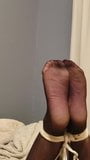 Grinding to Orgasm in Bondage Black Pantyhose Feet snapshot 8