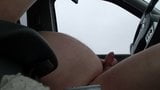 In my car at the park on a rainy and snowy day. snapshot 5