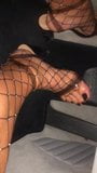 Car driving in clear High Heels & Fishnet Stockings snapshot 3