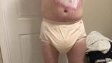 Stripping down to nothing after diapered shopping day snapshot 5