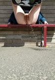 BBW pissing from a public Bench 2 snapshot 3