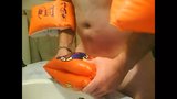 Orange inflatable waterwing humping cum  snapshot 12