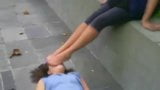 Chubby let poor girl smell her stinky feet at the park snapshot 14