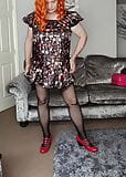 Sexy tv crossdresser in satin babydoll dress and stockings snapshot 5