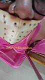 Indian sexy crossdresser Lara D'Souza in pink satin nighty snapshot 3