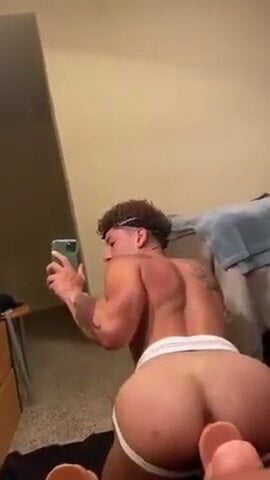 Riding big mirror dildo.