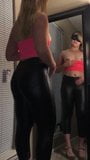 shiny leggings pull down with thong and plugged snapshot 2