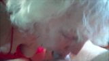 White hair wrinkled face grandma suck dick and drink cum snapshot 3