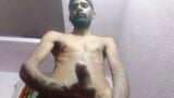 Rajesh masturbating, spitting on cock & cumming in glass 2 snapshot 2