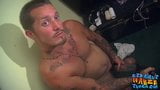 Straight stud with sexy tatts making his hard cock spray cum snapshot 12