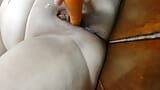 Carrot masturbating pussy leads to creamy mess and orgasm snapshot 6