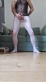 Shemale HUGE CUM in White pantyhose snapshot 4