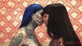 Tattooed babes Amber Luke & Tiger Lilly play with toys snapshot 2