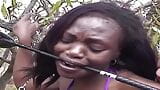 Submissive Black African Sucking Cock Outdoors and Whipped snapshot 1