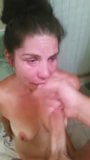 Bathroom facial for a nasty cumslut snapshot 3