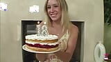 Flaming Hot Blonde Girl with a Birthday Present Gives Her Man a Great Blowjob snapshot 4