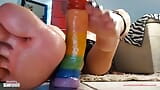 Naughty without panties, showing off her wonderful feet! snapshot 9