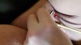 Clamped clit whipped and beat up by chopstick to orgasm snapshot 5